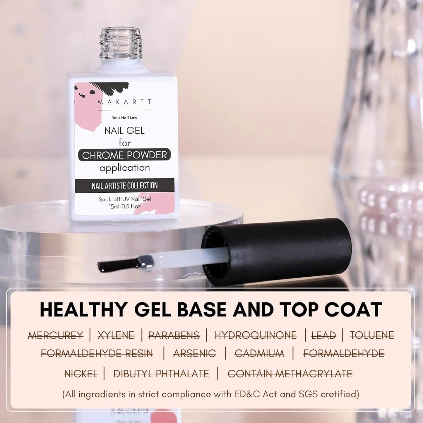 Makartt Gel Top Coat for Chrome Nail Powder – Mirror Shine Finish