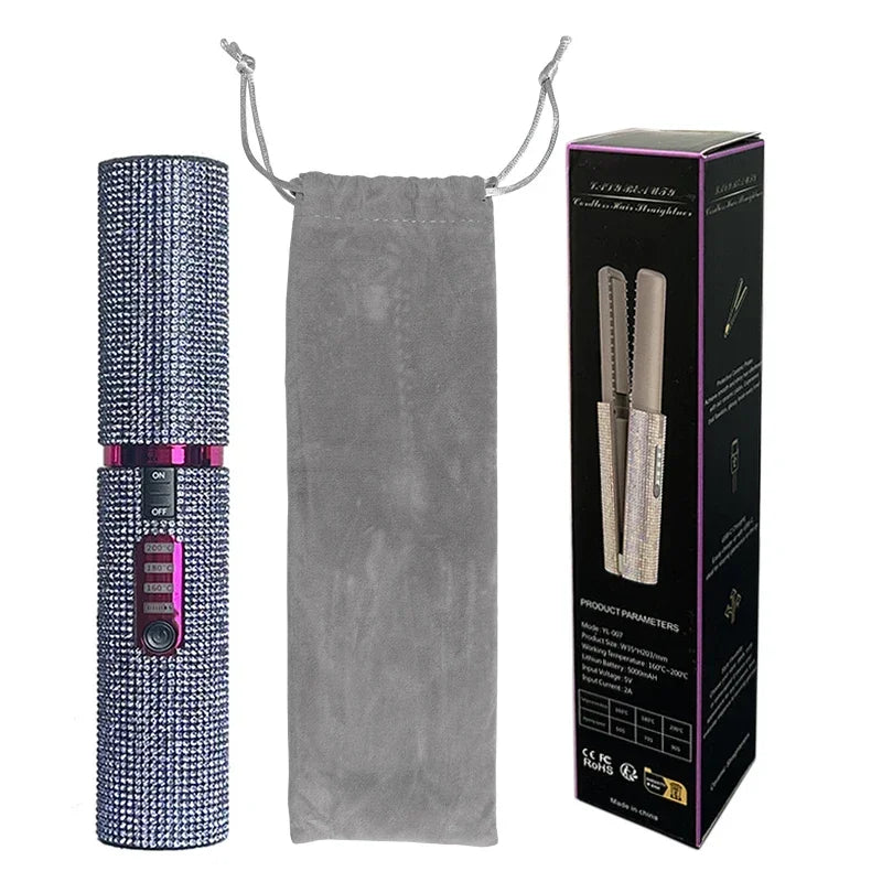 2-in-1 Electric USB Hair Straightener & Curler – Wireless Travel Styler Brush