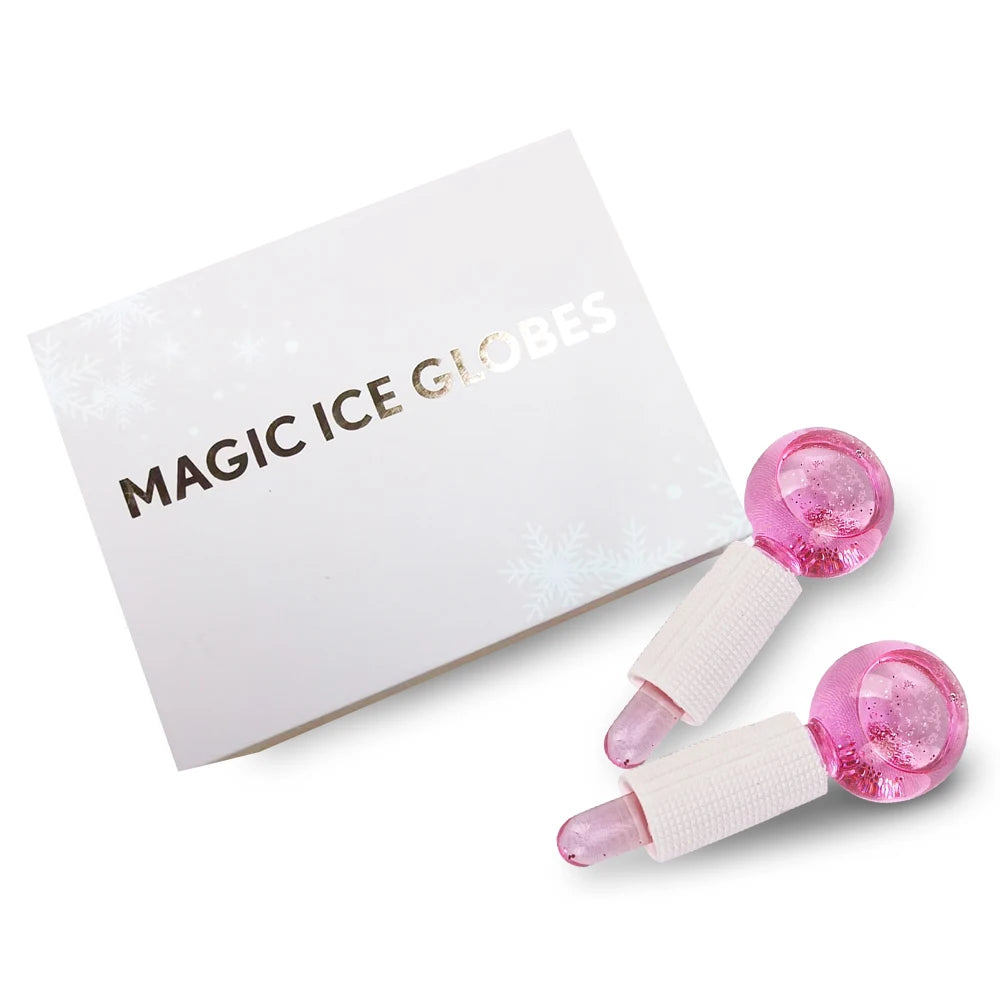 Rose Gold Facial Ice Globes – Cooling Beauty Roller for Skin Therapy