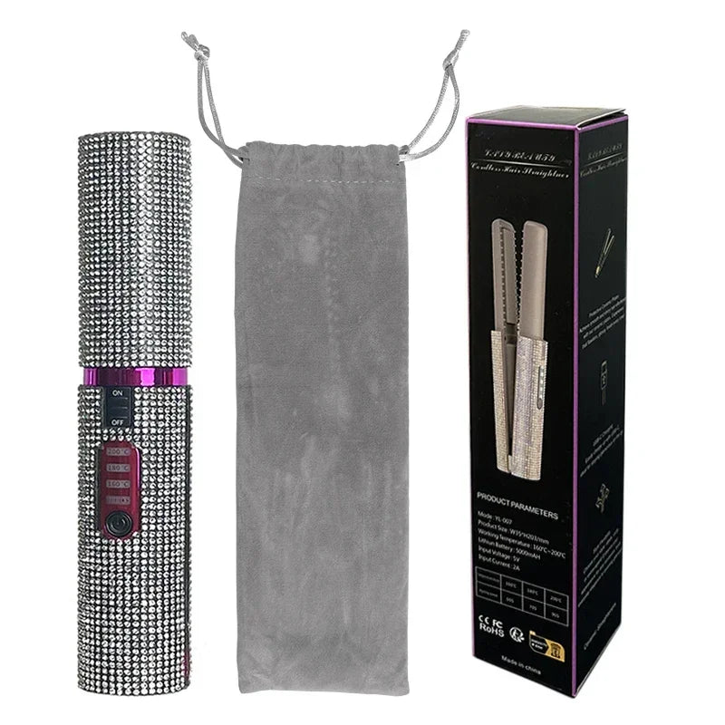 2-in-1 Electric USB Hair Straightener & Curler – Wireless Travel Styler Brush