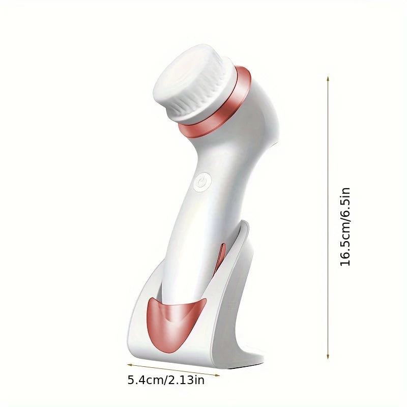 Electric 3-in-1 Facial Cleansing Brush – Rose Gold Edition