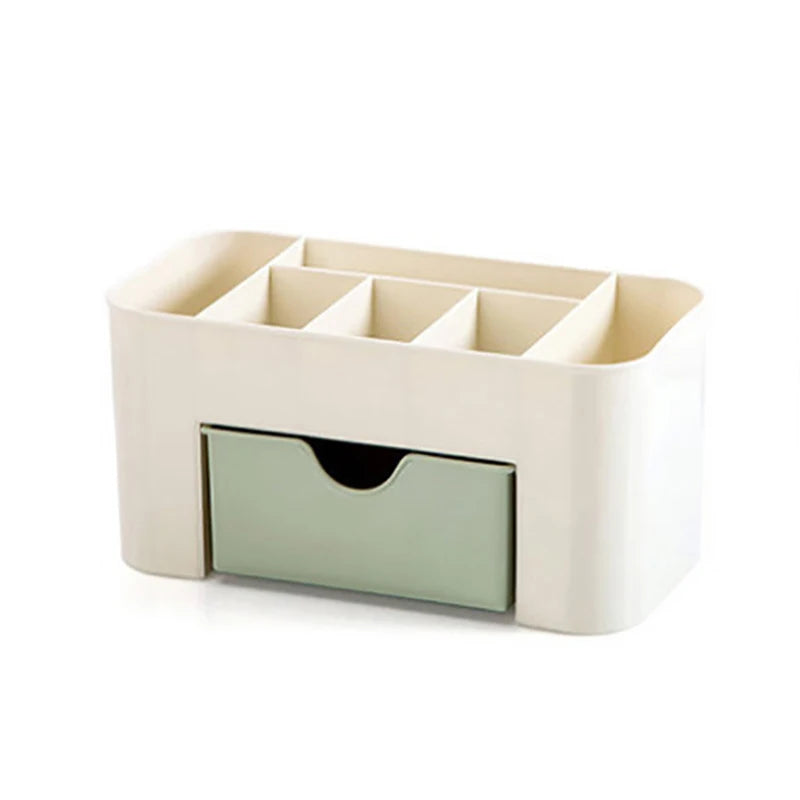 Acrylic Makeup Organizer – Storage Box with Drawer, Cotton Swab & Lipstick Holder