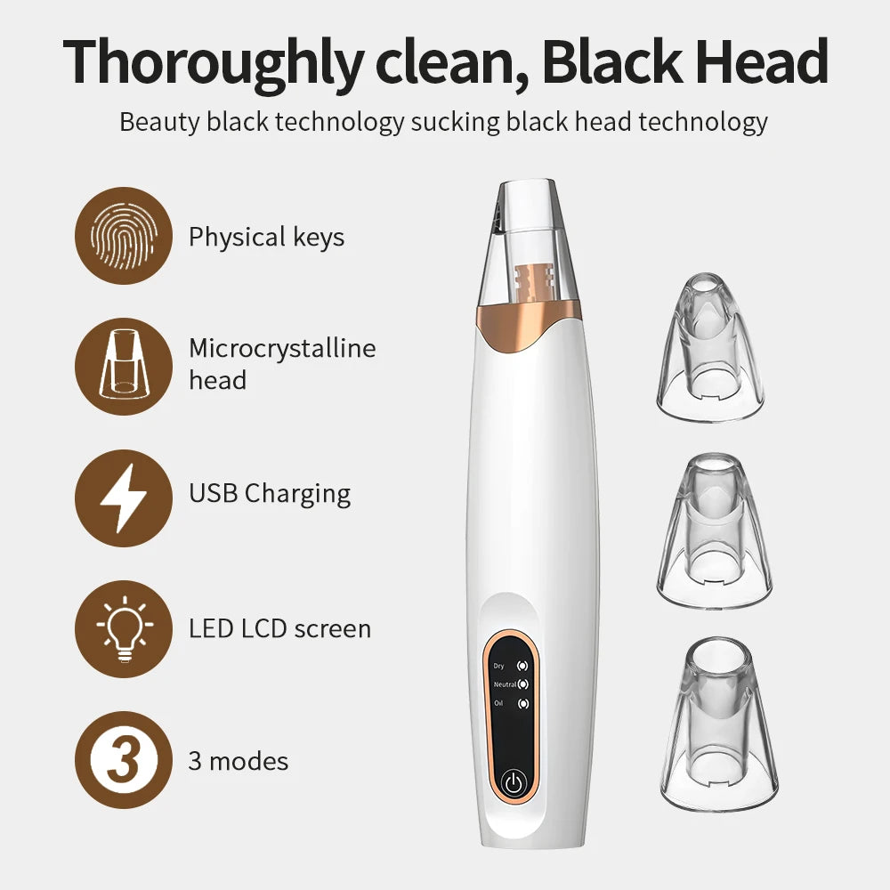 Electric Vacuum Suction Blackhead Remover – Rechargeable Facial Pore Cleaner
