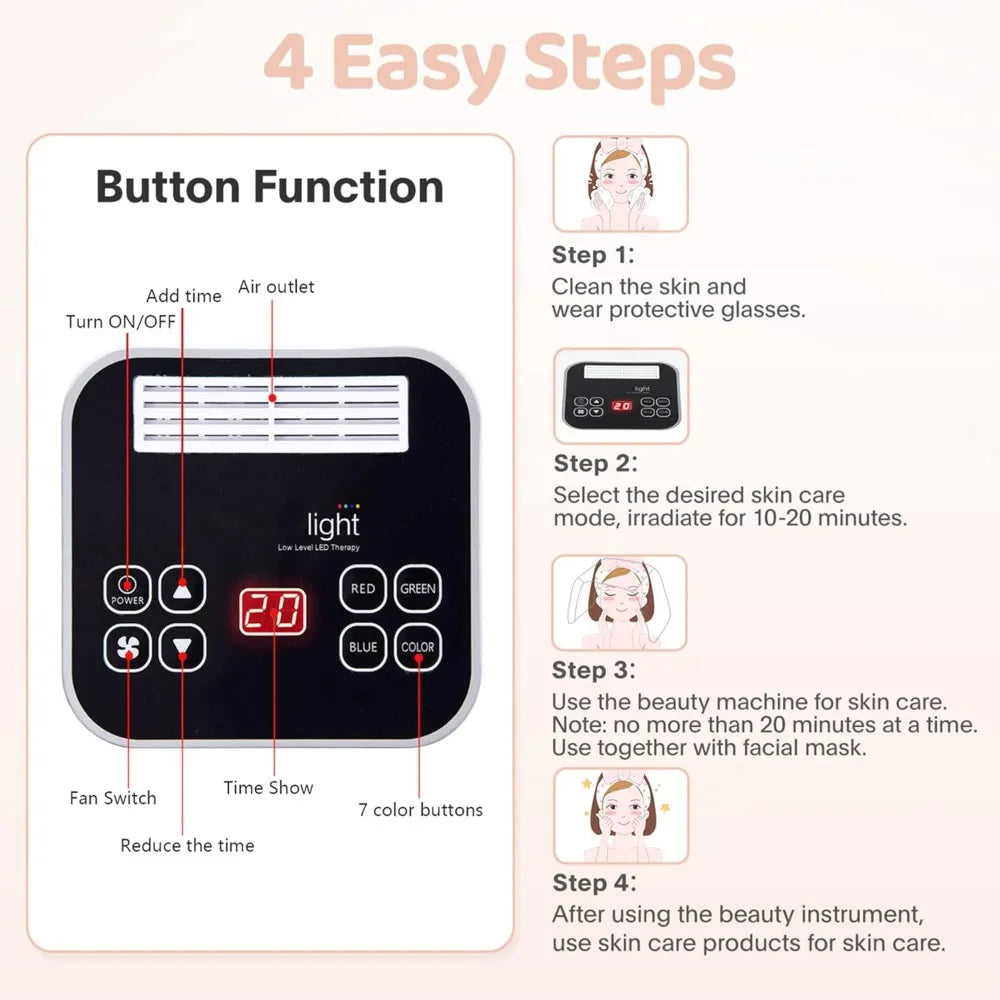 7-in-1 LED Light Therapy Device – Red Light Therapy for Face, Neck, Body & Hands