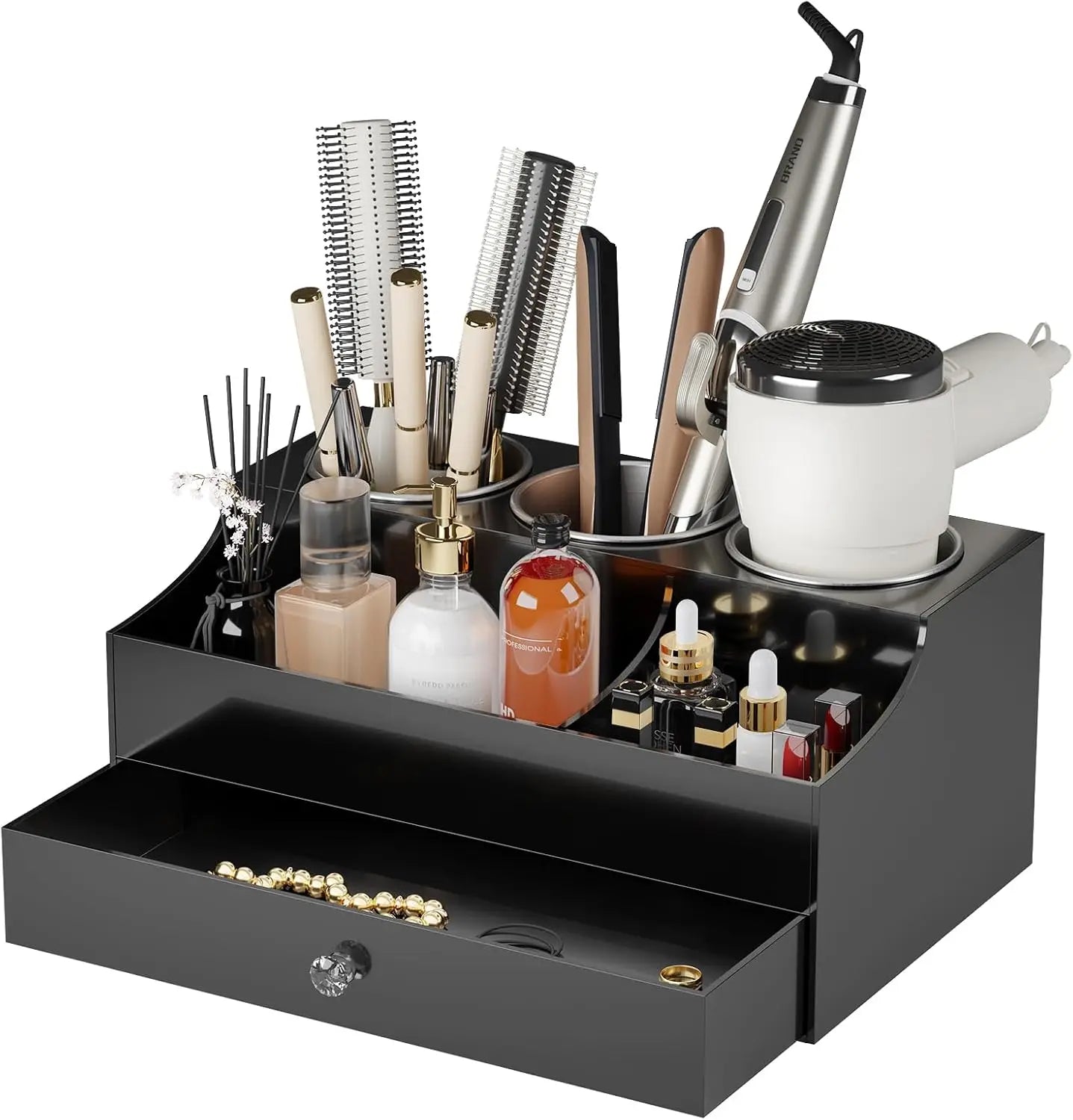 Acrylic Hair Tool Organizer – Blow Dryer, Straightener & Curling Iron Stand