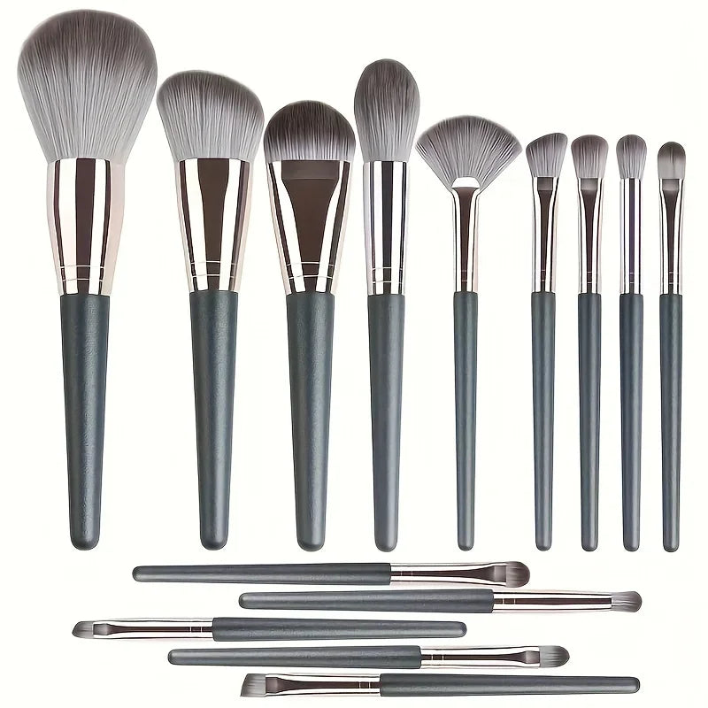 14-Piece Luxury Makeup Brush Set – Professional Full-Face & Eye Brushes