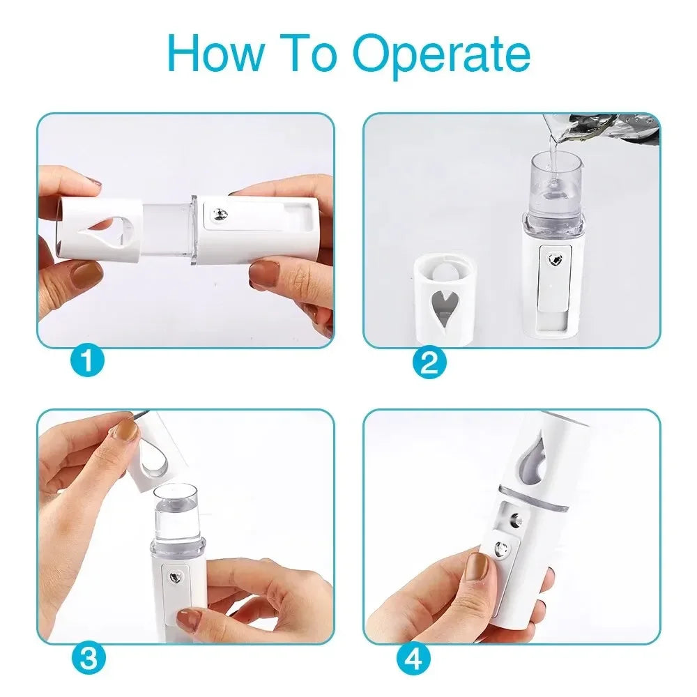 Mini Nano Mist Sprayer – USB Rechargeable Facial Steamer & Humidifier
