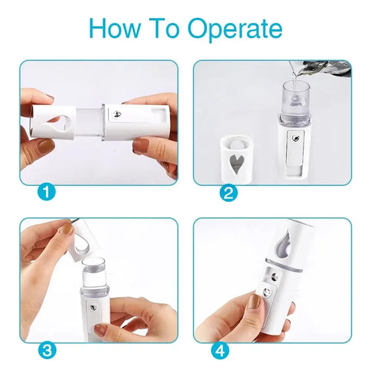 Mini Nano Mist Sprayer – USB Rechargeable Facial Steamer & Humidifier
