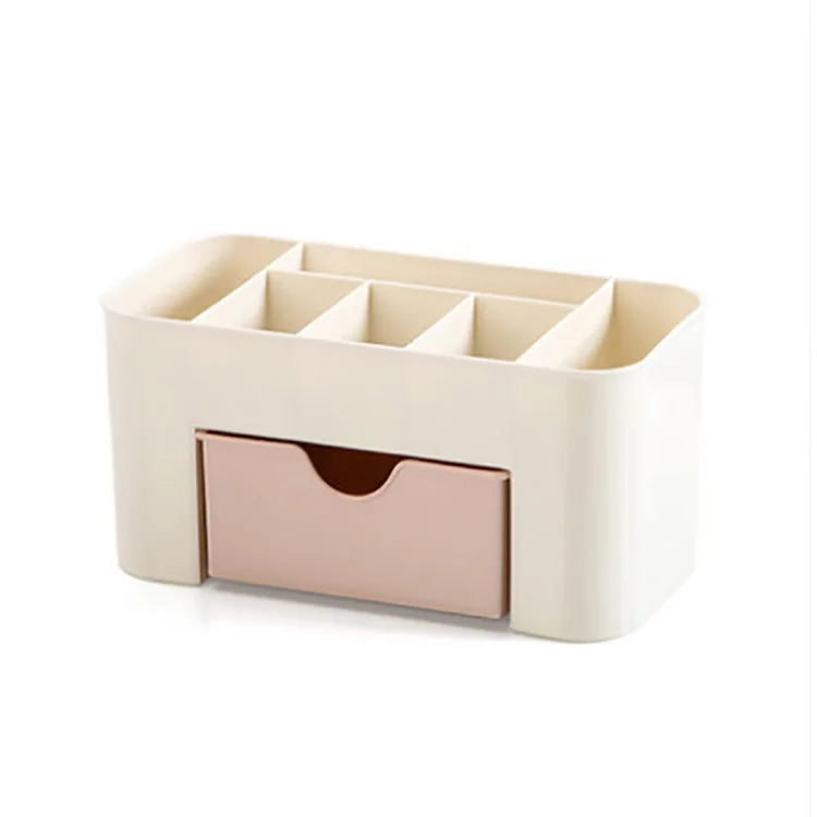 Acrylic Makeup Organizer – Storage Box with Drawer, Cotton Swab & Lipstick Holder