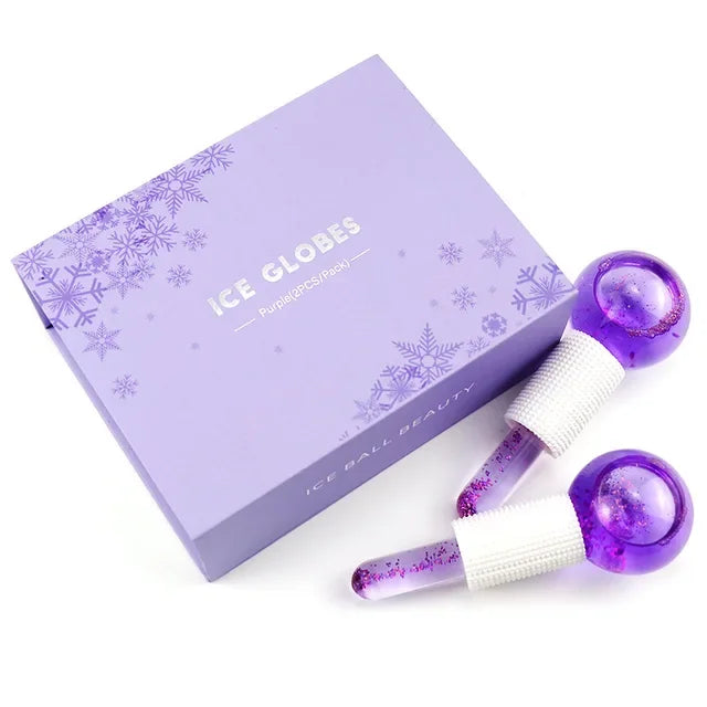 Rose Gold Facial Ice Globes – Cooling Beauty Roller for Skin Therapy