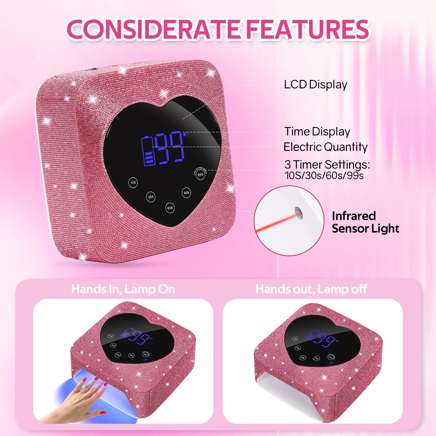 72W Rechargeable Cordless UV LED Nail Lamp – Stylish & Portable
