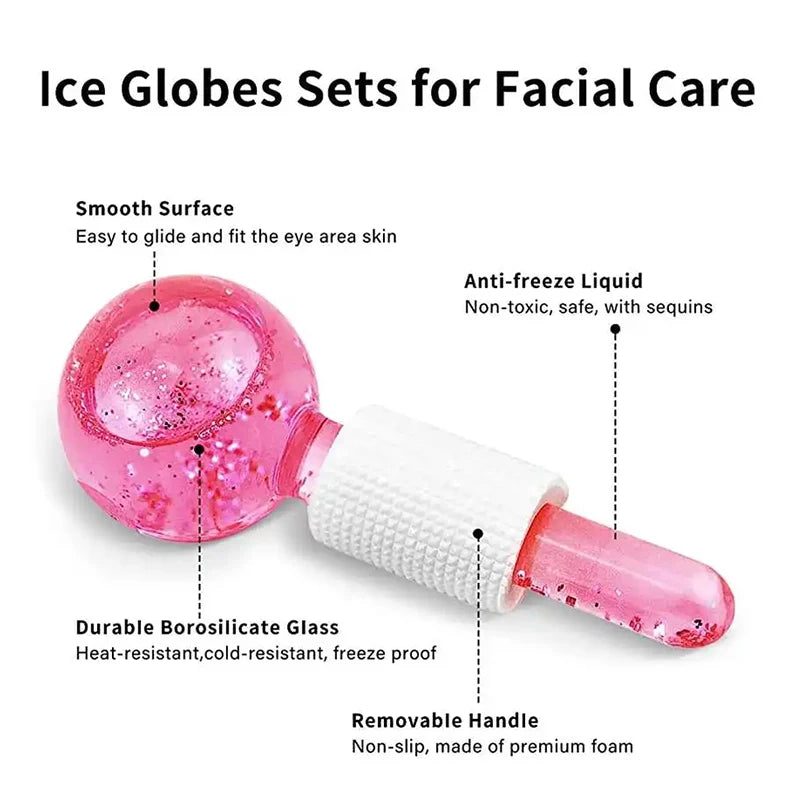 Rose Gold Facial Ice Globes – Cooling Beauty Roller for Skin Therapy