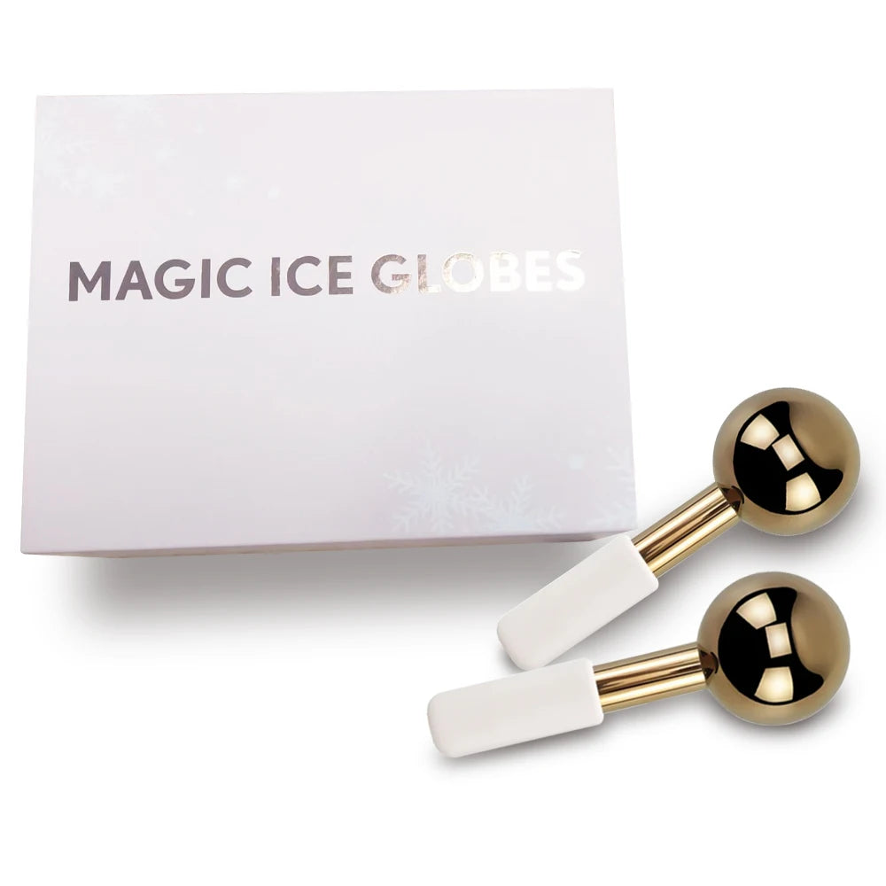 Rose Gold Facial Ice Globes – Cooling Beauty Roller for Skin Therapy