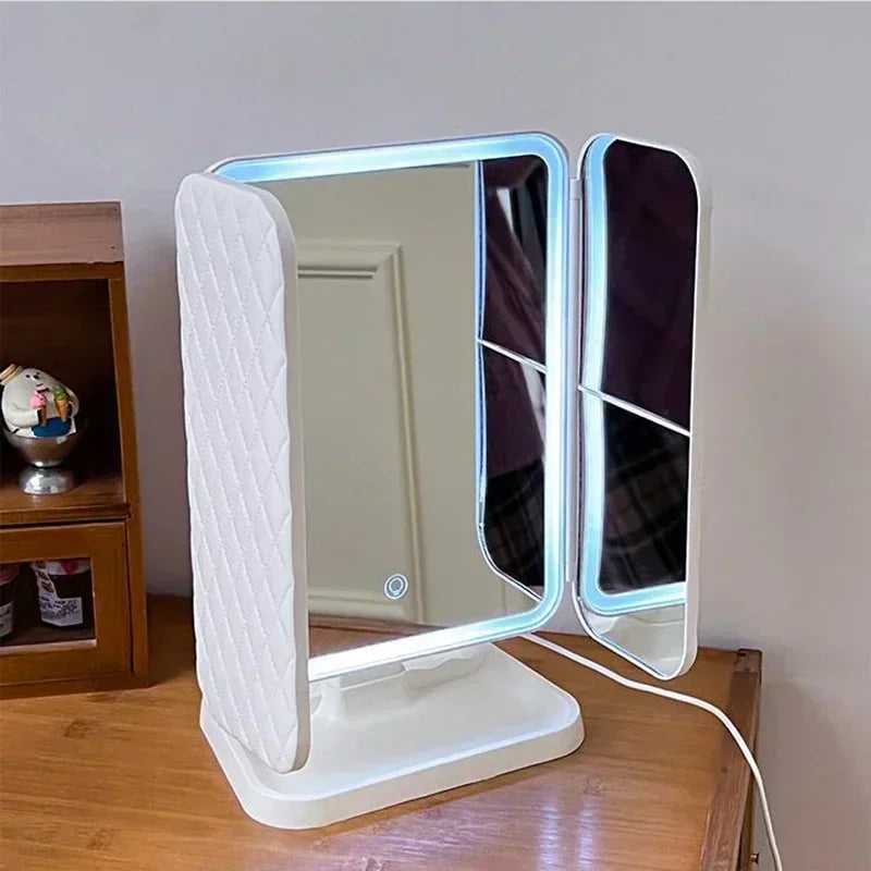 Trifold LED Makeup Mirror – Smart Light-Up Vanity Mirror