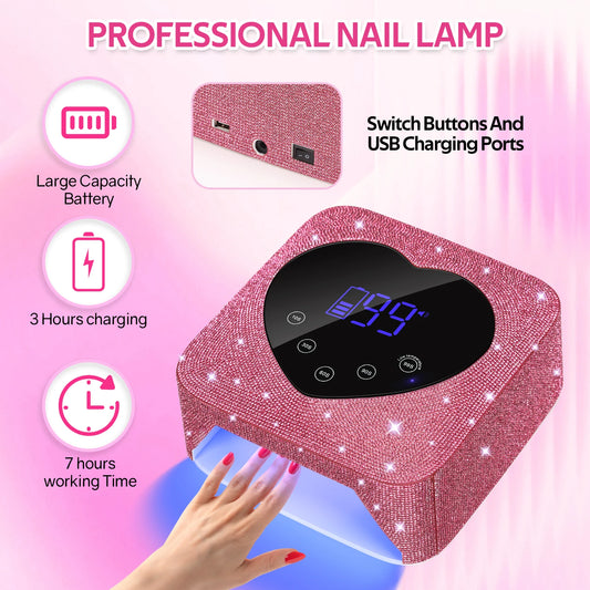 72W Rechargeable Cordless UV LED Nail Lamp – Stylish & Portable