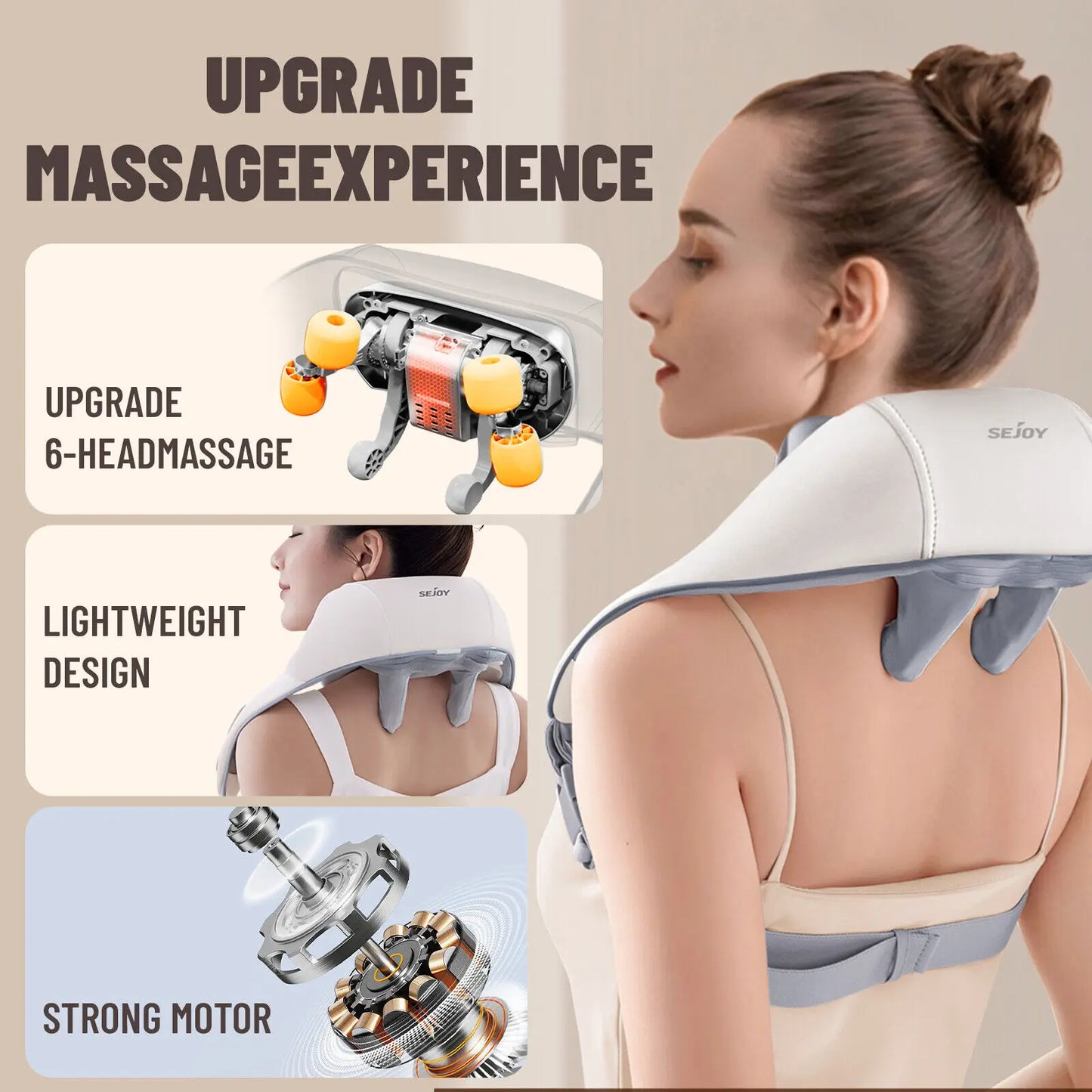 Sejoy Rechargeable Neck Massager with Heat & Air Compression