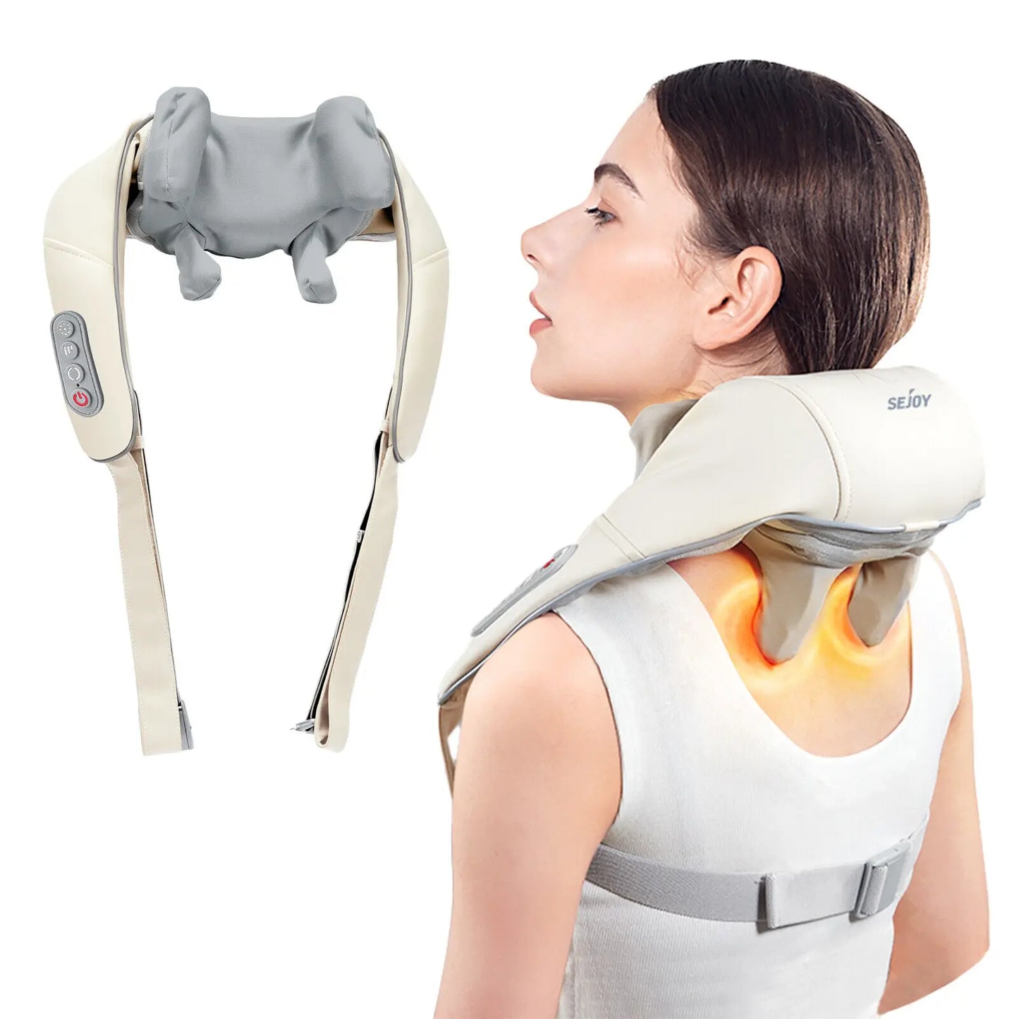 Sejoy Rechargeable Neck Massager with Heat & Air Compression