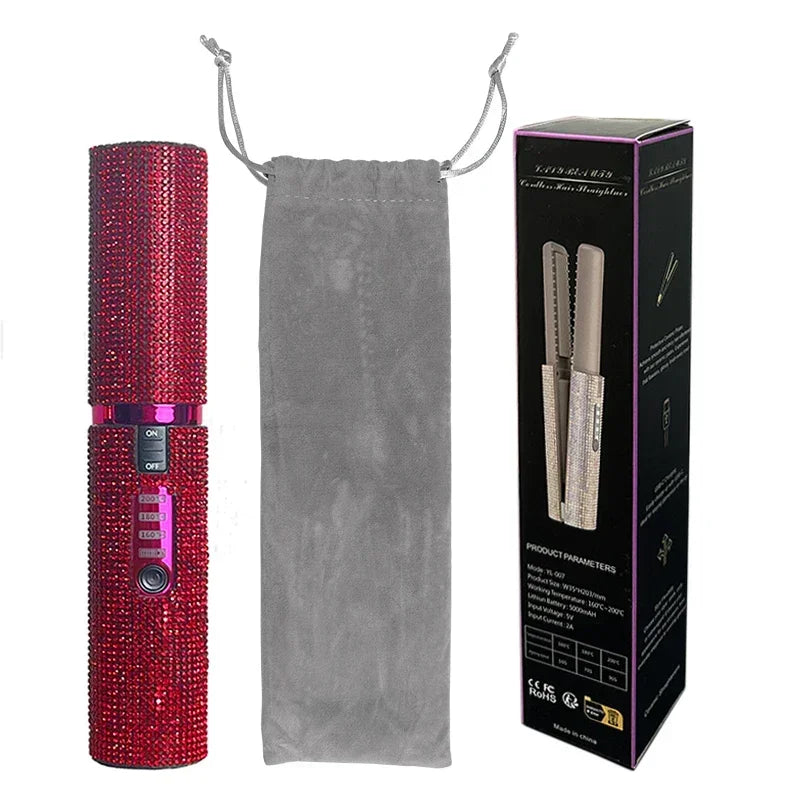 2-in-1 Electric USB Hair Straightener & Curler – Wireless Travel Styler Brush
