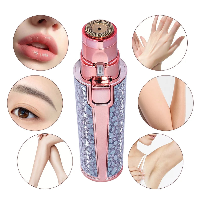 2-in-1 Rechargeable Facial Hair Removal & Eyebrow Shaver – Painless & LED-Equipped