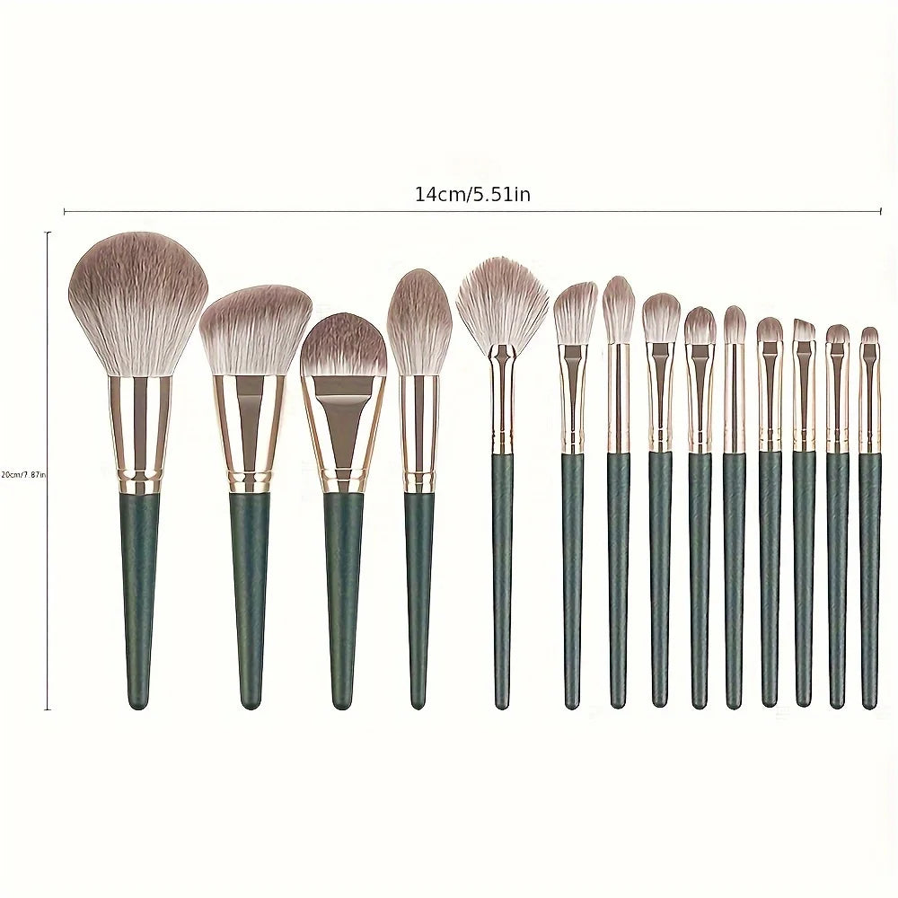 14-Piece Luxury Makeup Brush Set – Professional Full-Face & Eye Brushes