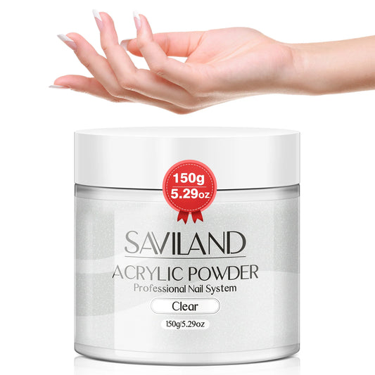SAVILAND Clear Acrylic Powder – Large Capacity for Stunning Nail Art