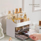 Pink Makeup & Skincare Organizer – 2-Drawer Vanity Storage Box with Cosmetic Display Case