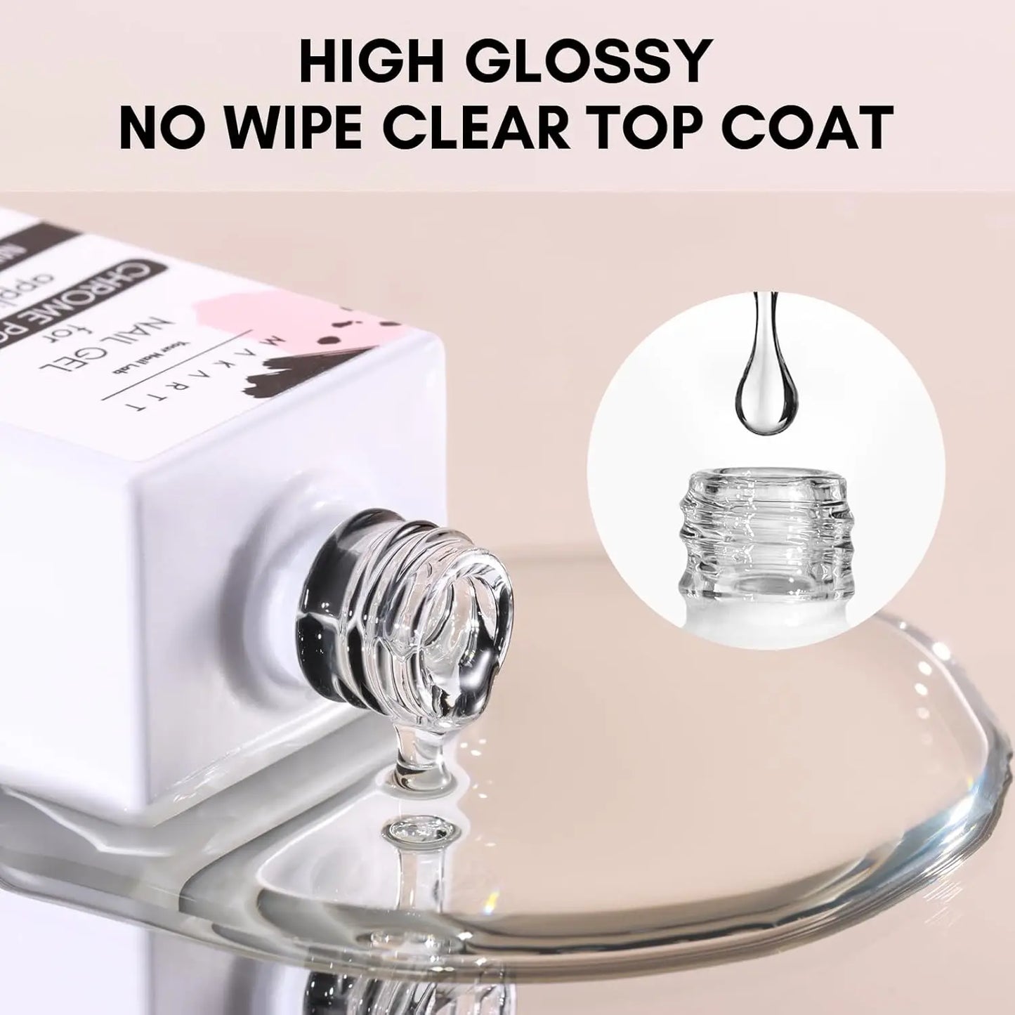 Makartt Gel Top Coat for Chrome Nail Powder – Mirror Shine Finish