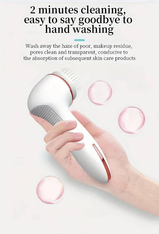 Electric 3-in-1 Facial Cleansing Brush – Rose Gold Edition