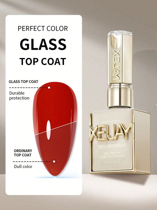 XEIJAYI 15ml Glass Top Coat – Long-Lasting Gloss & Nail Strength