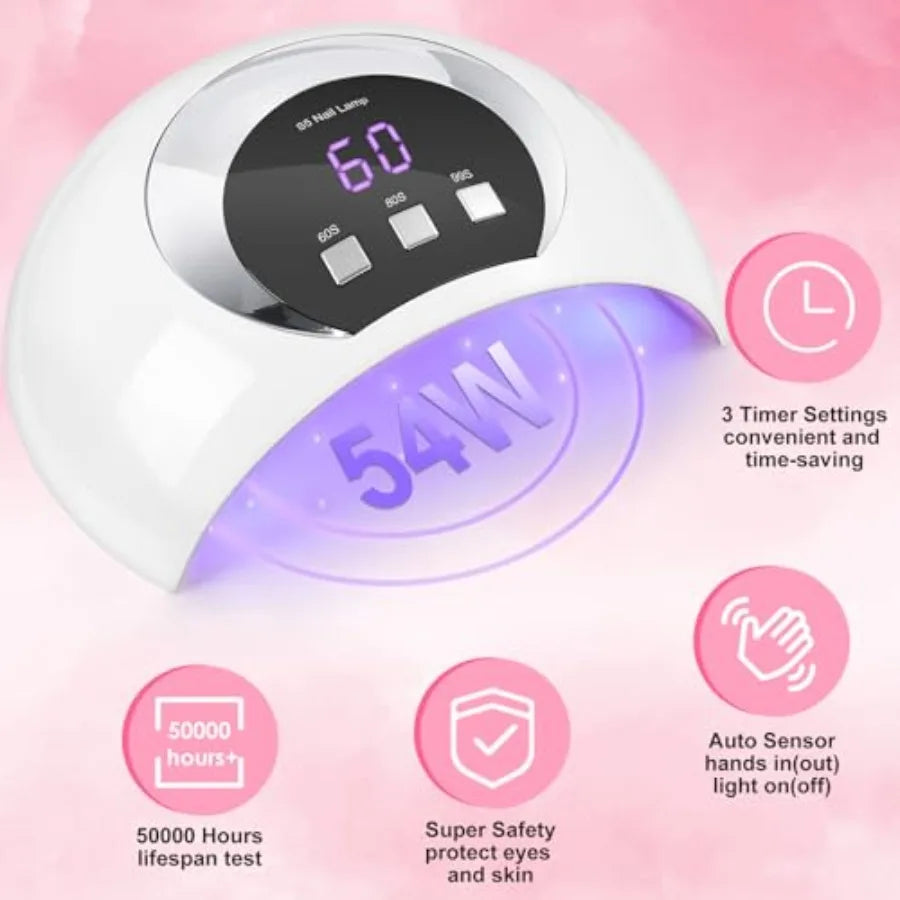 54W UV LED Nail Lamp – Fast, Professional Gel Nail Curing