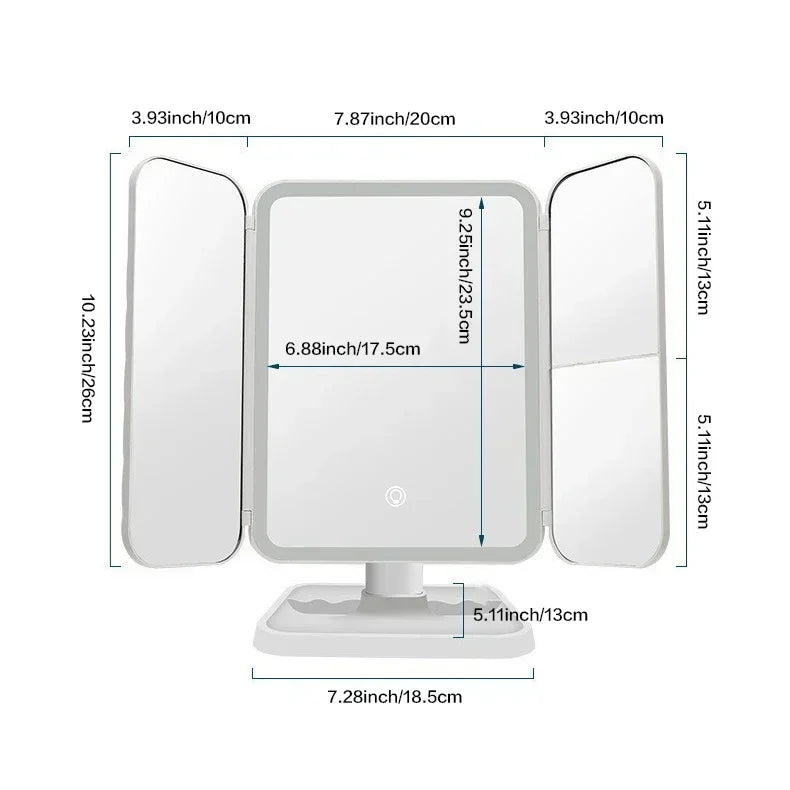 Trifold LED Makeup Mirror – Smart Light-Up Vanity Mirror