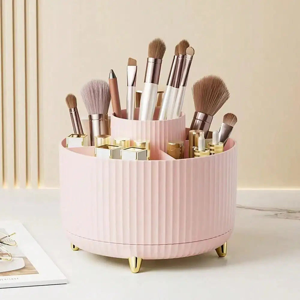 360° Rotating Makeup Brush Holder – Vanity Organizer for Brushes & Skincare