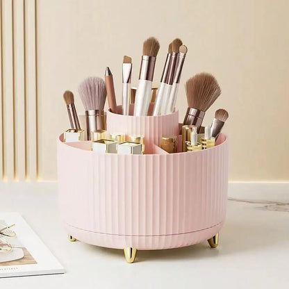 360° Rotating Makeup Brush Holder – Vanity Organizer for Brushes & Skincare