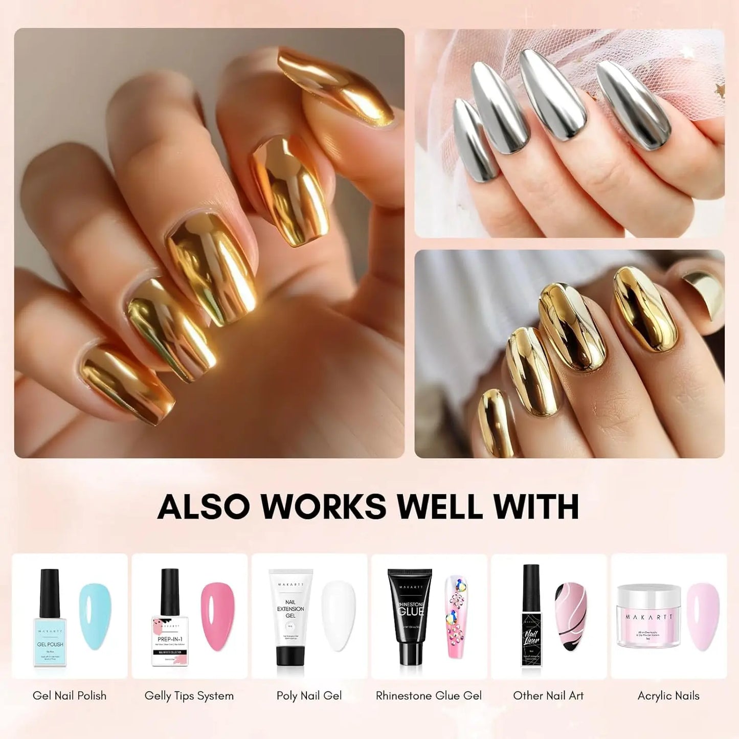 Makartt Gel Top Coat for Chrome Nail Powder – Mirror Shine Finish