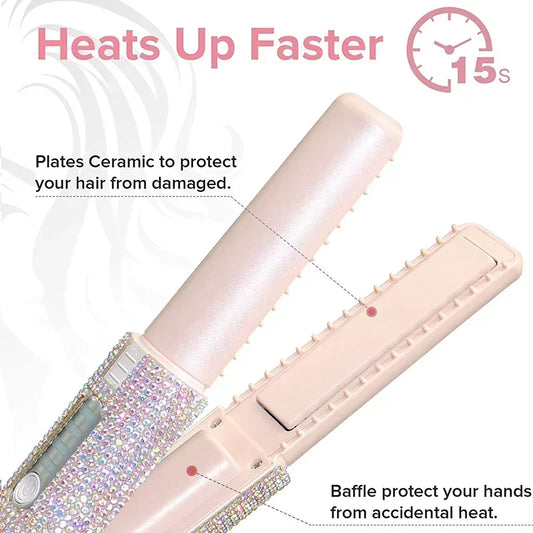 2-in-1 Electric USB Hair Straightener & Curler – Wireless Travel Styler Brush