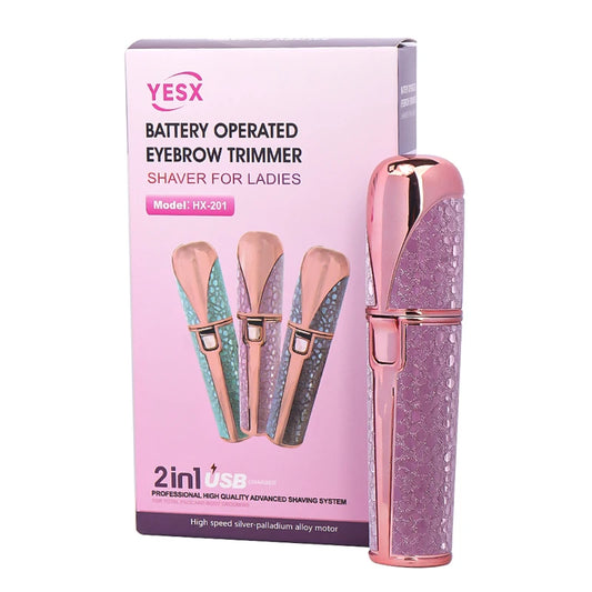 2-in-1 Rechargeable Facial Hair Removal & Eyebrow Shaver – Painless & LED-Equipped