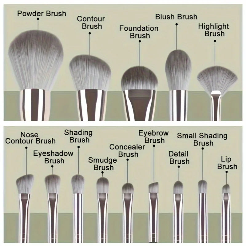 14-Piece Luxury Makeup Brush Set – Professional Full-Face & Eye Brushes