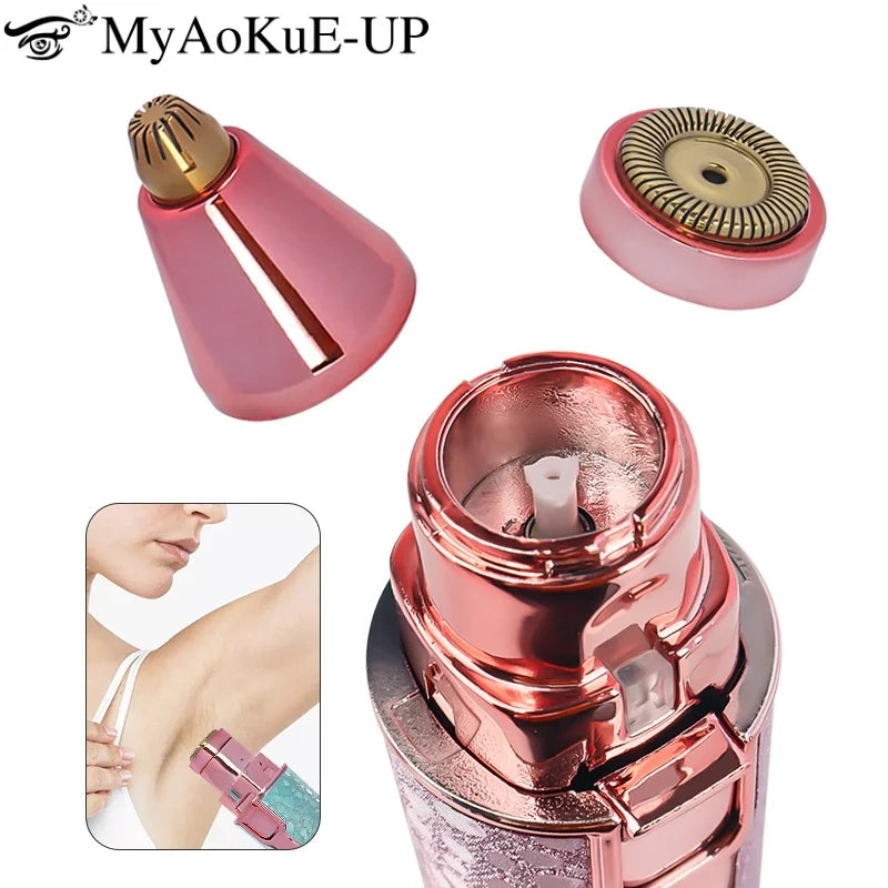 2-in-1 Rechargeable Facial Hair Removal & Eyebrow Shaver – Painless & LED-Equipped