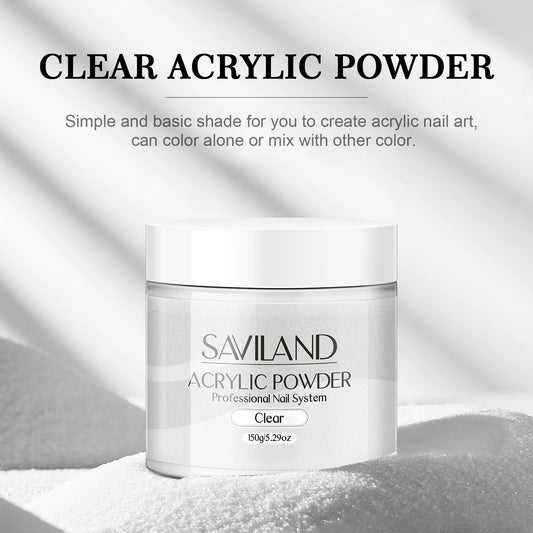 SAVILAND Clear Acrylic Powder – Large Capacity for Stunning Nail Art
