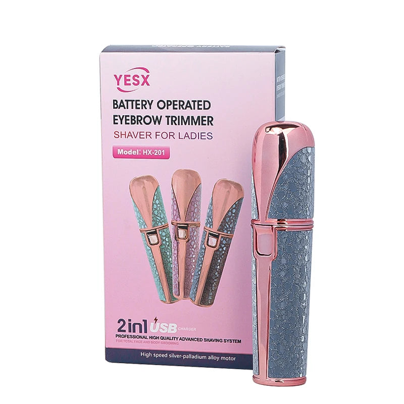 2-in-1 Rechargeable Facial Hair Removal & Eyebrow Shaver – Painless & LED-Equipped