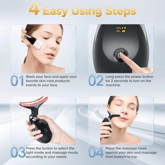 7-LED Color Neck & Face Massager – Portable USB Rechargeable