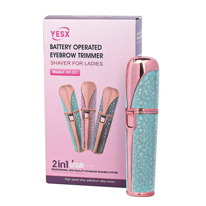 2-in-1 Rechargeable Facial Hair Removal & Eyebrow Shaver – Painless & LED-Equipped