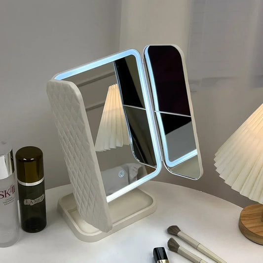 Trifold LED Makeup Mirror – Smart Light-Up Vanity Mirror