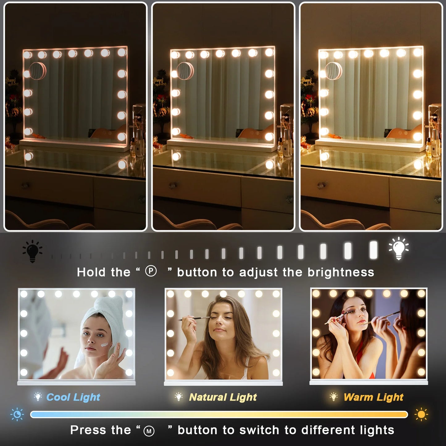 FENCHILIN Vanity Mirror with Lights – Hollywood-Style Lighted Makeup Mirror