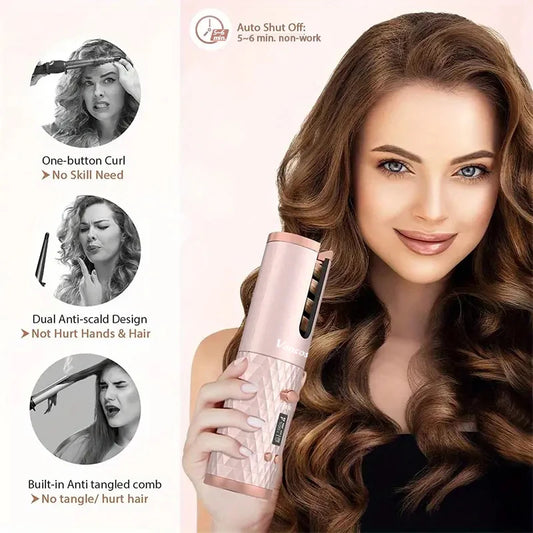 Wireless Electric Hair Curler – Cordless Automatic Hair Curler for Curls & Waves