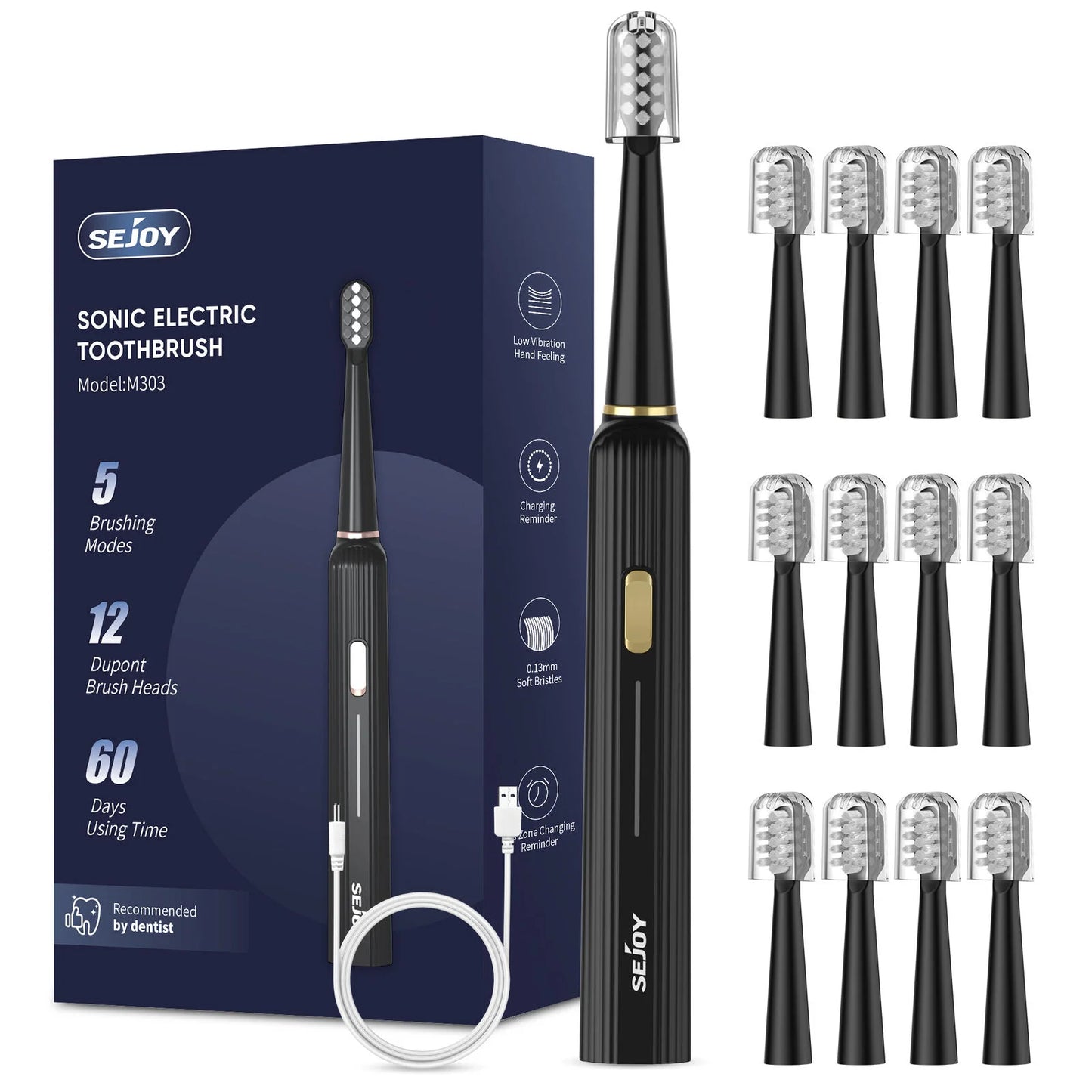 Sejoy Sonic Electric Toothbrush – Ultra Whitening, 5 Modes