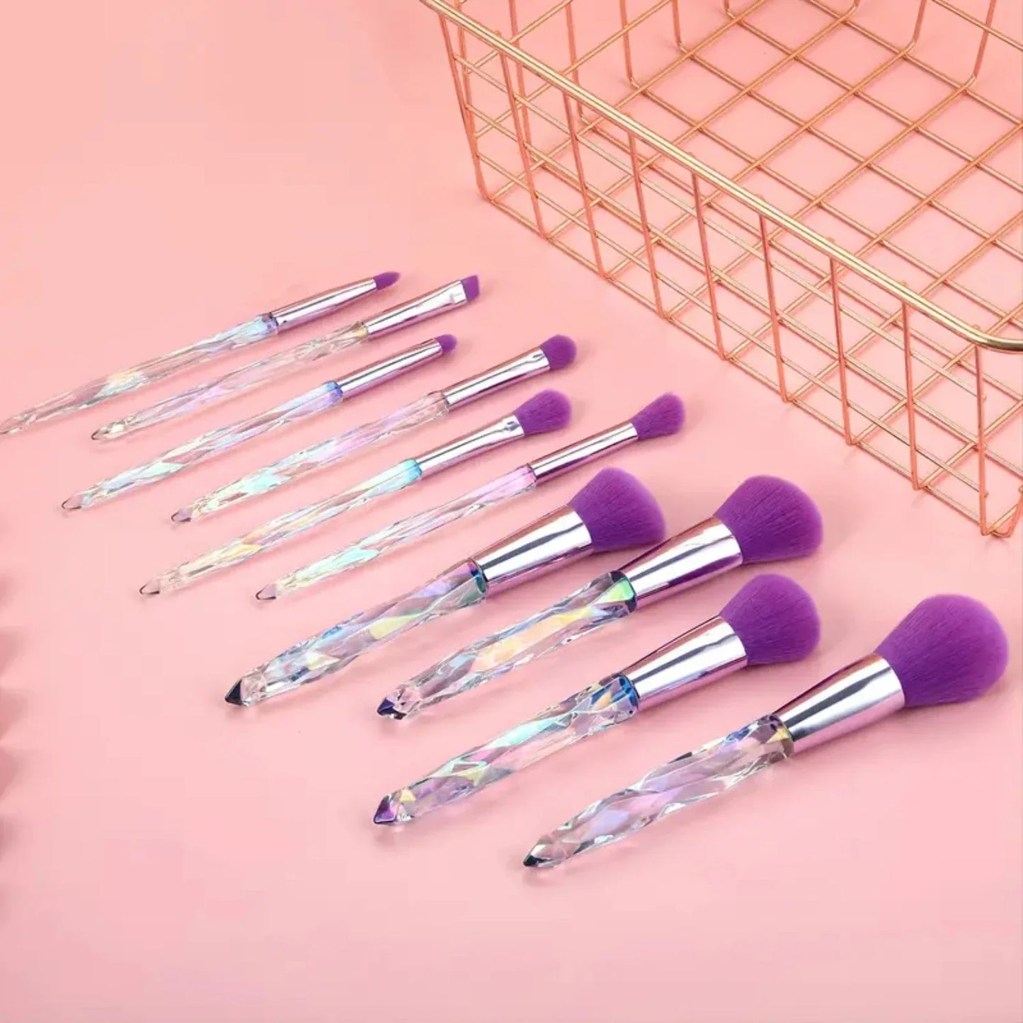 Crystal Acrylic Handle Eye Makeup Brush Set – Soft & Luxurious Travel Beauty Tools